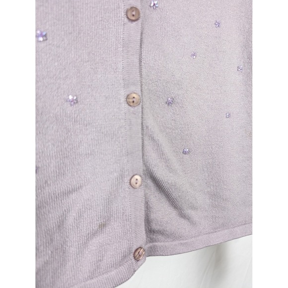 Express Silk Cashmere Lavender Beaded Cardigan Sweater M Cottagecore Fairy Twee - Picture 5 of 10